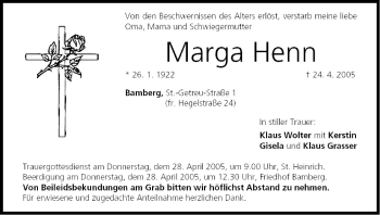 Anzeige von Marga Henn von MGO
