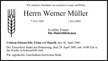 Anzeige von Werner Müller von MGO