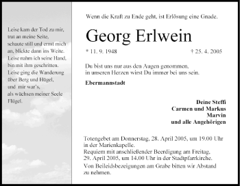 Anzeige von Georg Erlwein von MGO