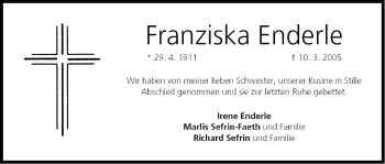 Anzeige von Franziska Enderle von MGO