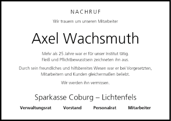 Anzeige von Axel Wachsmuth von MGO