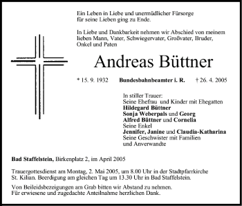 Anzeige von Andreas Büttner von MGO