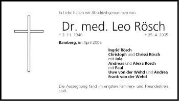 Anzeige von Leo Rösch von MGO