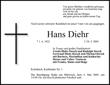 Anzeige von Hans Diehr von MGO