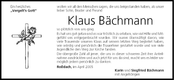 Anzeige von Klaus Bächmann von MGO