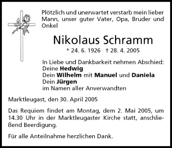 Anzeige von Nikolaus Schramm von MGO