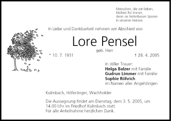 Anzeige von Lore Pensel von MGO