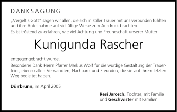 Anzeige von Kunigunda Rascher von MGO