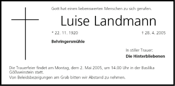 Anzeige von Luise Landmann von MGO