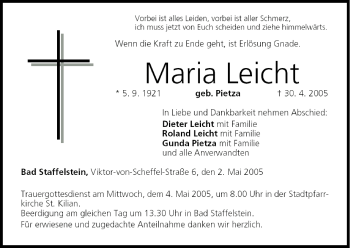 Anzeige von Maria Leicht von MGO