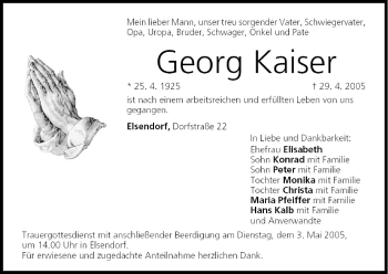 Anzeige von Georg Kaiser von MGO