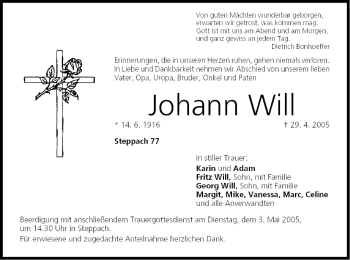 Anzeige von Johann Will von MGO