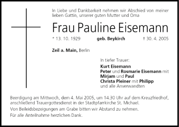 Anzeige von Pauline Eisemann von MGO