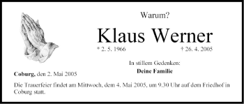 Anzeige von Klaus Werner von MGO