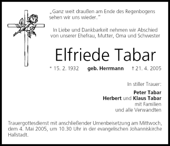 Anzeige von Elfriede Tabar von MGO