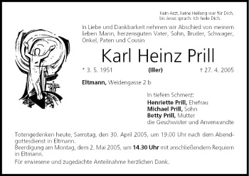 Anzeige von Karl Heinz Prill von MGO