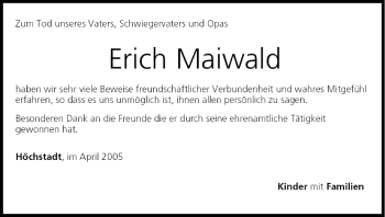 Anzeige von Erich Maiwald von MGO