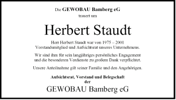 Anzeige von Herbert Staudt von MGO