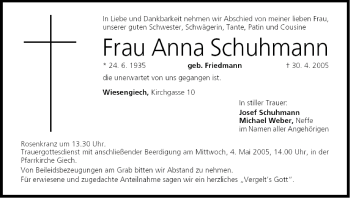 Anzeige von Anna Schuhmann von MGO