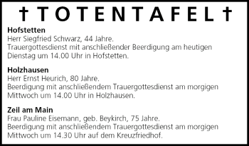 Anzeige von Totentafel vom 03.05.2005 von MGO