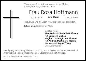 Anzeige von Rosa Hoffmann von MGO