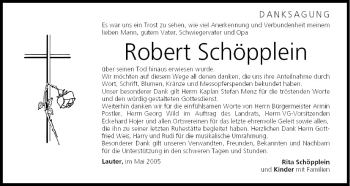 Anzeige von Robert Schöpplein von MGO