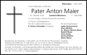 Anzeige von Anton Maier von MGO