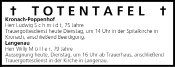 Anzeige von Totentafel vom 03.05.2005 von MGO