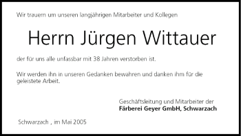 Anzeige von Jürgen Wittauer von MGO