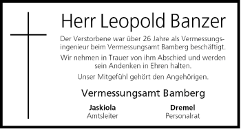 Anzeige von Leopold Banzer von MGO