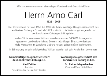 Anzeige von Arno Carl von MGO