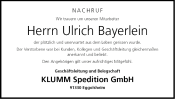 Anzeige von Ulrich Bayerlein von MGO