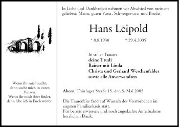 Anzeige von Hans Leipold von MGO