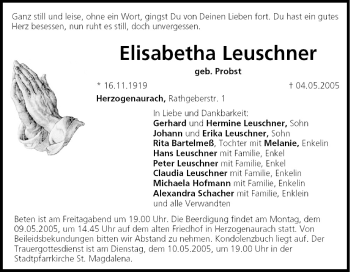 Anzeige von Elisabetha Leuschner von MGO