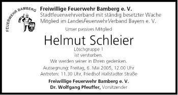 Anzeige von Helmut Schleier von MGO