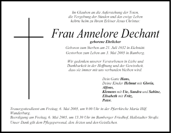 Anzeige von Annelore Dechant von MGO