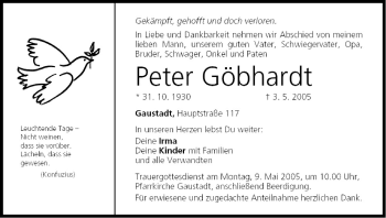 Anzeige von Peter Göbhardt von MGO
