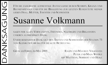 Anzeige von Susanne Volkmann von MGO