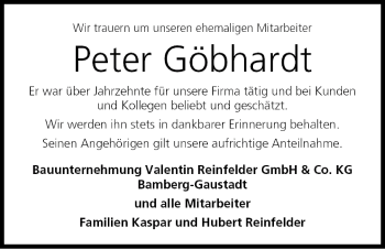 Anzeige von Peter Göbhardt von MGO