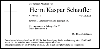 Anzeige von Kaspar Schaufler von MGO