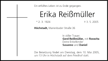 Anzeige von Erika Reißmüller von MGO