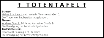 Anzeige von Totentafel vom 07.05.2005 von MGO