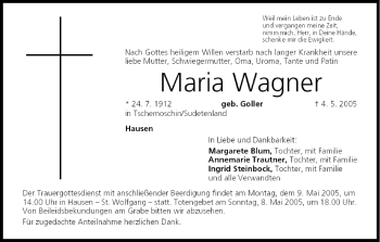 Anzeige von Maria Wagner von MGO