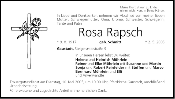 Anzeige von Rosa Rapsch von MGO