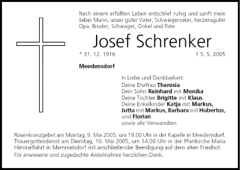 Anzeige von Josef Schrenker von MGO