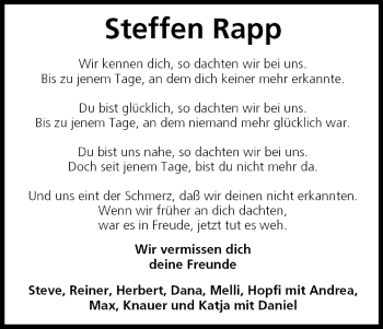 Anzeige von Steffen Rapp von MGO