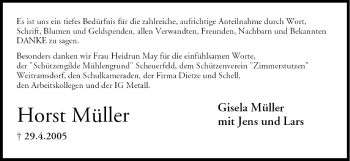 Anzeige von Horst Müller von MGO