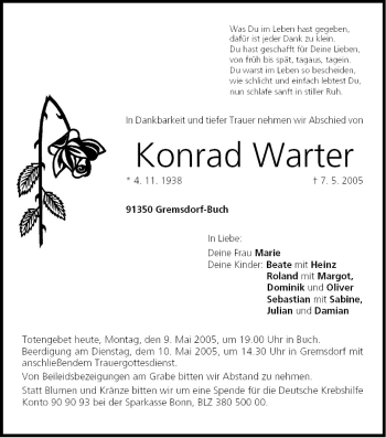 Anzeige von Konrad Warter von MGO