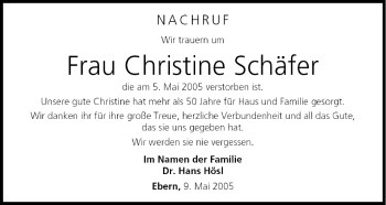 Anzeige von Christine Schäfer von MGO