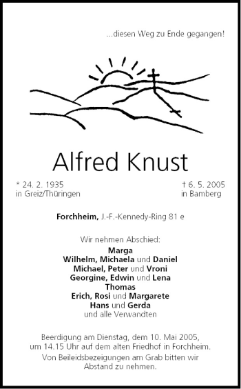 Anzeige von Alfred Knust von MGO